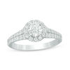 Thumbnail Image 1 of Celebration Ideal 1-1/4 CT. T.W. Certified Diamond Frame Engagement Ring in 14K Two-Tone Gold (I/I1)
