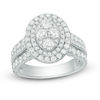 Thumbnail Image 0 of 2 CT. T.W. Quad Diamond Double Oval Frame Multi-Row Engagement Ring in 14K White Gold