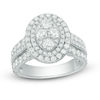 Thumbnail Image 1 of 2 CT. T.W. Quad Diamond Double Oval Frame Multi-Row Engagement Ring in 14K White Gold