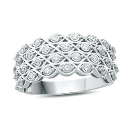 1/3 CT. T.W. Diamond Multi-Row Weave Anniversary Band in Sterling Silver