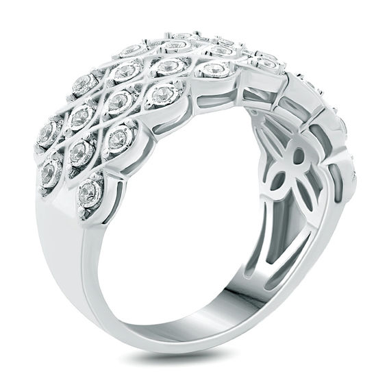 1/3 CT. T.w. Diamond Multi-Row Weave Anniversary Band in Sterling Silver