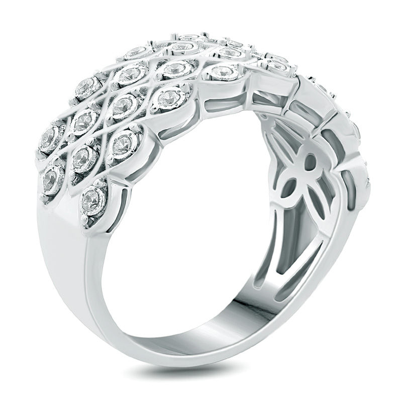 Main Image 2 of 1/3 CT. T.W. Diamond Multi-Row Weave Anniversary Band in Sterling Silver