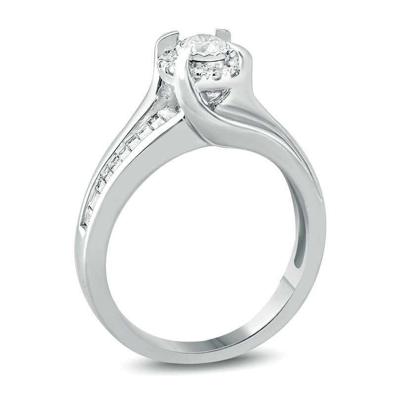 Main Image 2 of 3/4 CT. T.W. Diamond Frame Bypass Engagement Ring in 10K White Gold
