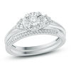 Thumbnail Image 0 of 1/4 CT. T.W. Diamond Frame Tri-Sides Bridal Set in Sterling Silver