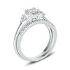 Thumbnail Image 2 of 1/4 CT. T.W. Diamond Frame Tri-Sides Bridal Set in Sterling Silver