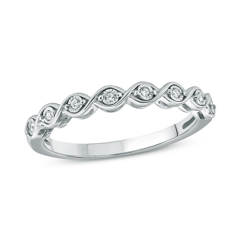 Diamond Accent Twist Anniversary Band in Sterling Silver