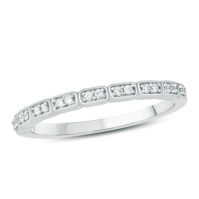 Main Image 1 of 1/8 CT. T.W. Diamond Duos Anniversary Band in 10K White Gold