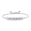 Thumbnail Image 1 of Vera Wang Love Collection 1/3 CT. T.W. Diamond and Blue Sapphire Chevron Bolo Bracelet in 14K White Gold - 8.0"