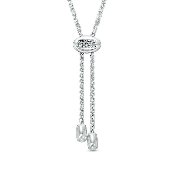 Vera Wang Love Collection 1/3 CT. T.w. Diamond and Blue Sapphire Chevron Bolo Bracelet in 14K White Gold - 8.0"