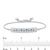 Thumbnail Image 3 of Vera Wang Love Collection 1/3 CT. T.W. Diamond and Blue Sapphire Chevron Bolo Bracelet in 14K White Gold - 8.0"