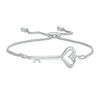 Thumbnail Image 0 of Vera Wang Love Collection 1/15 CT. T.W. Diamond Heart-Top Key Bolo Bracelet in Sterling Silver - 8.5"