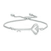 Thumbnail Image 1 of Vera Wang Love Collection 1/15 CT. T.W. Diamond Heart-Top Key Bolo Bracelet in Sterling Silver - 8.5"