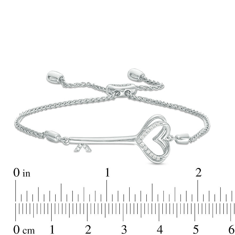 Main Image 3 of Vera Wang Love Collection 1/15 CT. T.W. Diamond Heart-Top Key Bolo Bracelet in Sterling Silver - 8.5"