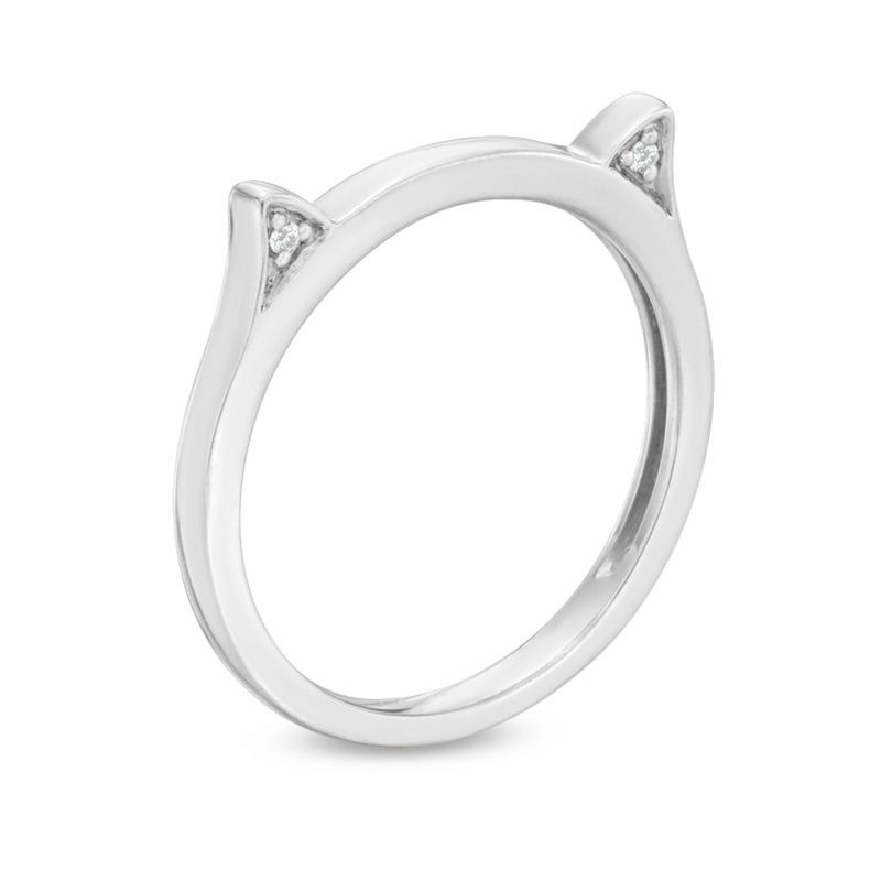 Diamond Accent Cat Ears Ring in 10K White Gold