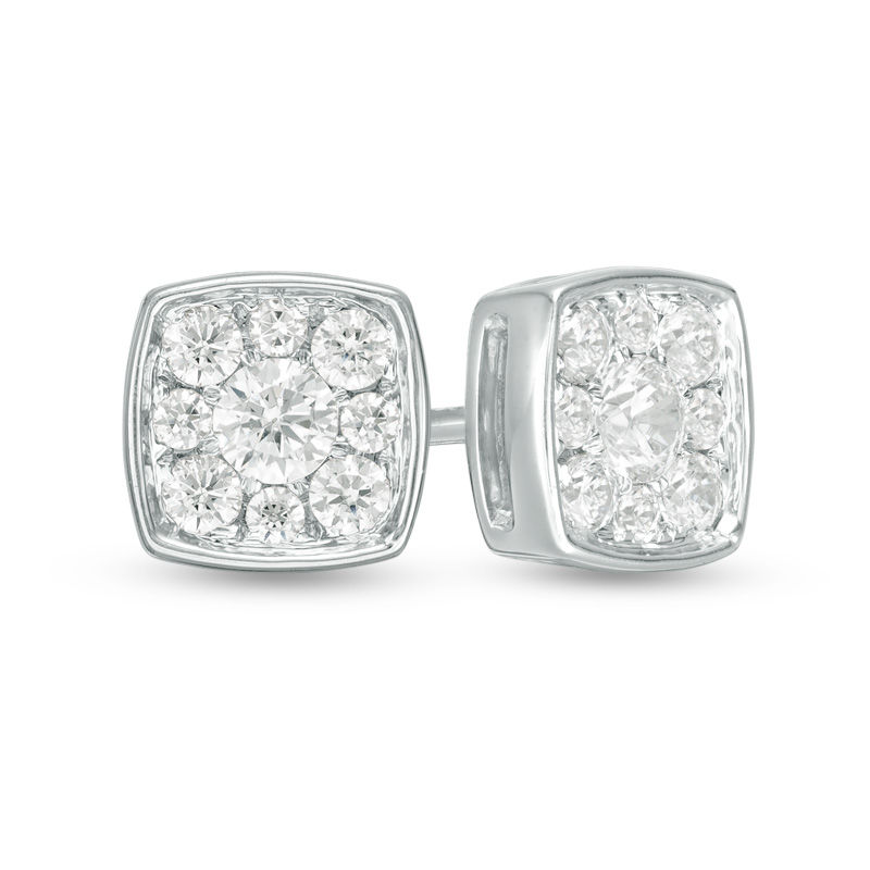 1 3 Ct T W Diamond Cushion Frame Stud Earrings In 10k White Gold Zales 1 3 Ct T W Diamond Cushion Frame Stud Earrings In 10k White Gold Zales