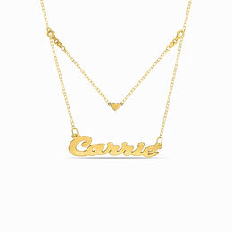 Name Necklaces Zales Cursive Name Necklace With Detachable Heart In Sterling Silver 14k Gold Plate 3