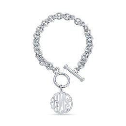 Monogram Collections Zales 22 0mm Monogram Charm Bracelet In Sterling Silver 3 Initials 7 5