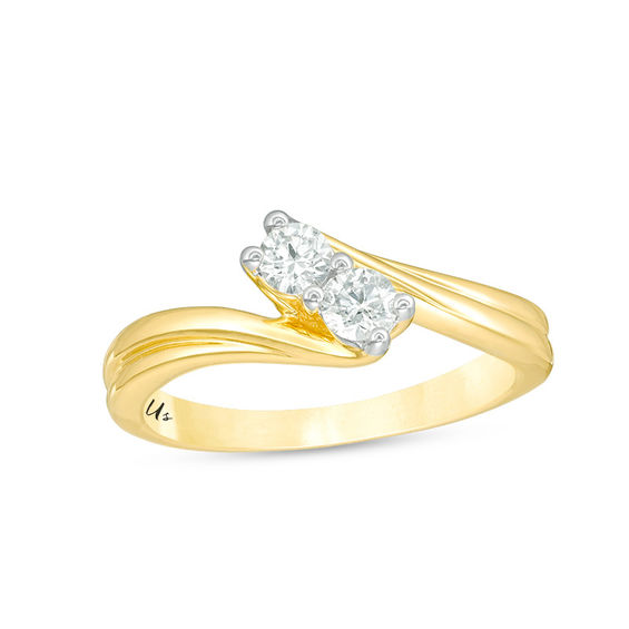 Ever Us™ 1/3 CT. T.W. Two-Stone Diamond Bypass Ring in 14K ...
