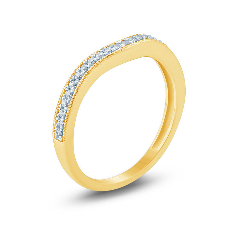 Main Image 2 of 1/6 CT. T.W. Diamond Vintage-Style Contour Wedding Band in 10K Gold