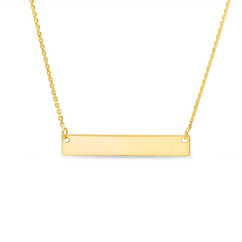 Engravable Gold Bar Necklace in Yellow, Rose or White Gold