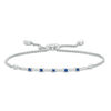 Thumbnail Image 1 of Vera Wang Love Collection Blue Sapphire and 1/6 CT. T.W. Diamond Station Bolo Bracelet in Sterling Silver - 8.0"