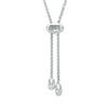 Thumbnail Image 2 of Vera Wang Love Collection Blue Sapphire and 1/6 CT. T.W. Diamond Station Bolo Bracelet in Sterling Silver - 8.0"