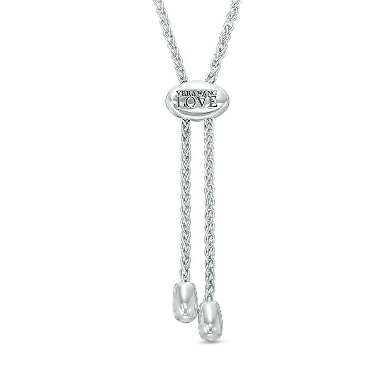 Main Image 2 of Vera Wang Love Collection Blue Sapphire and 1/6 CT. T.W. Diamond Station Bolo Bracelet in Sterling Silver - 8.0"