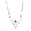 Thumbnail Image 1 of Vera Wang Love Collection Blue Sapphire and 1/15 CT. T.W. Diamond Double Strand Necklace in Sterling Silver - 19"