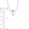 Thumbnail Image 2 of Vera Wang Love Collection Blue Sapphire and 1/15 CT. T.W. Diamond Double Strand Necklace in Sterling Silver - 19"
