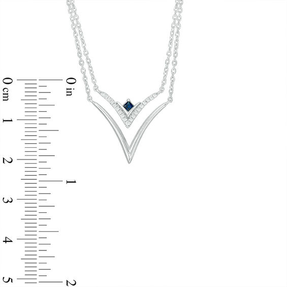 Vera Wang Love Collection Blue Sapphire and 1/15 CT. T.w. Diamond Double Strand Necklace in Sterling Silver - 19"