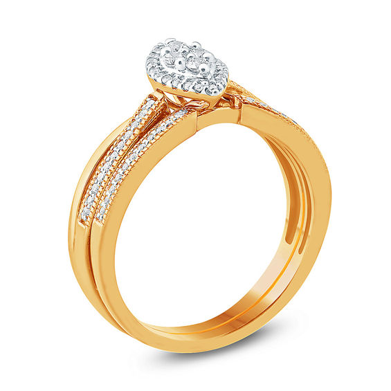 1/3 CT. T.W. Composite Diamond Marquise Frame Vintage Style Split