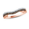 Thumbnail Image 1 of 1/4 CT. T.W. Champagne and White Diamond Split Contour Band in 10K Rose Gold with Black Rhodium