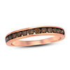 Thumbnail Image 1 of 1/4 CT. T.W. Champagne Diamond Channel-Set Anniversary Band in 10K Rose Gold with Black Rhodium