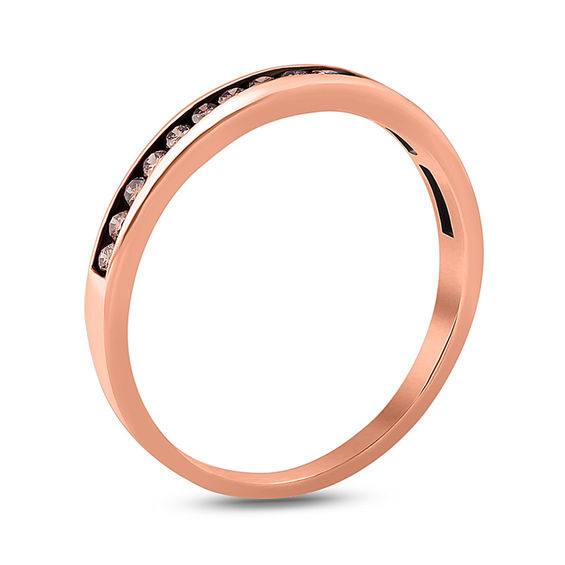 1/4 CT. T.w. Champagne Diamond Channel-Set Anniversary Band in 10K Rose Gold with Black Rhodium