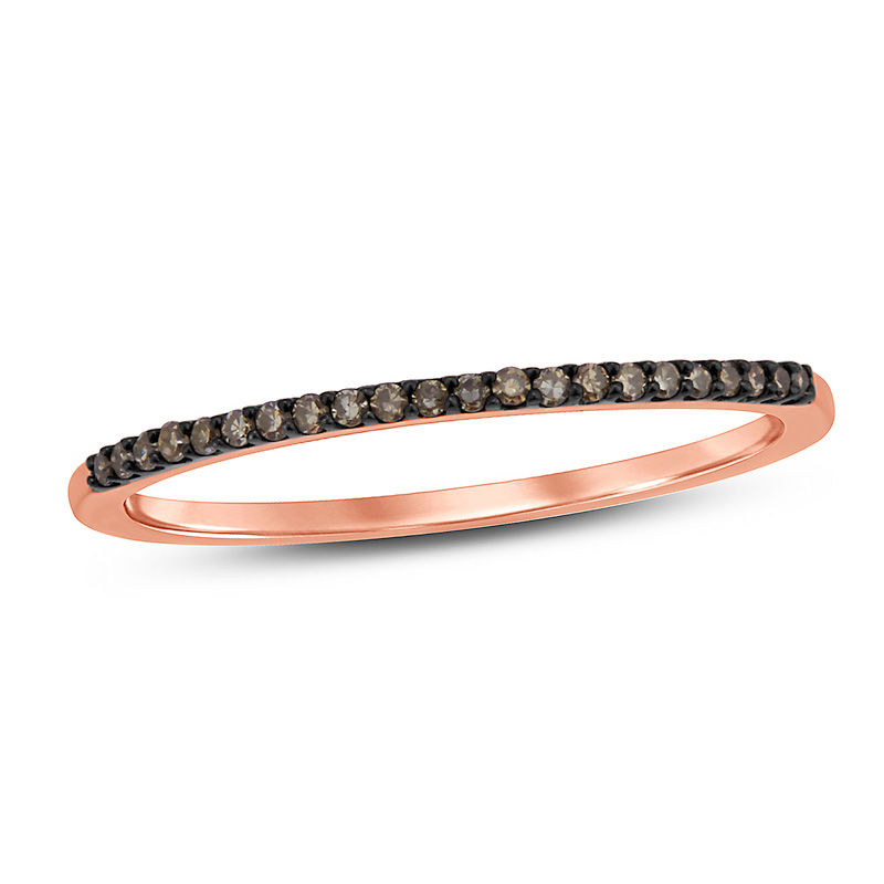 1/10 CT. T.W. Champagne Diamond Anniversary Band in 10K Rose Gold with Black Rhodium