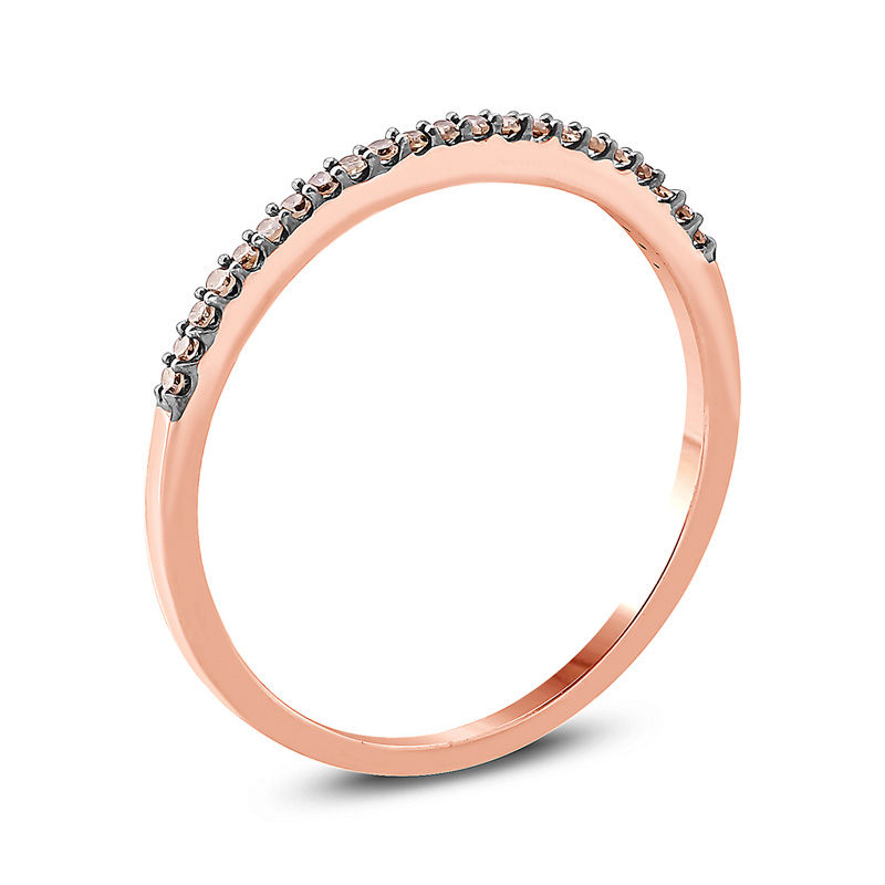 1/10 CT. T.W. Champagne Diamond Anniversary Band in 10K Rose Gold with Black Rhodium