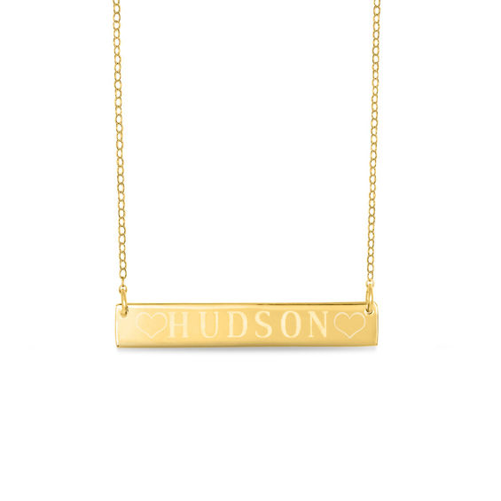 Engravable Bar Name Necklace in Sterling Silver with 14K Gold Plate (1 Name)