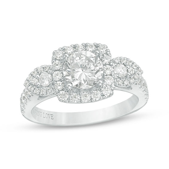 Vera Wang Love Collection 1-3/4 CT. T.w. Diamond Frame Three Stone Engagement Ring in 14K White Gold