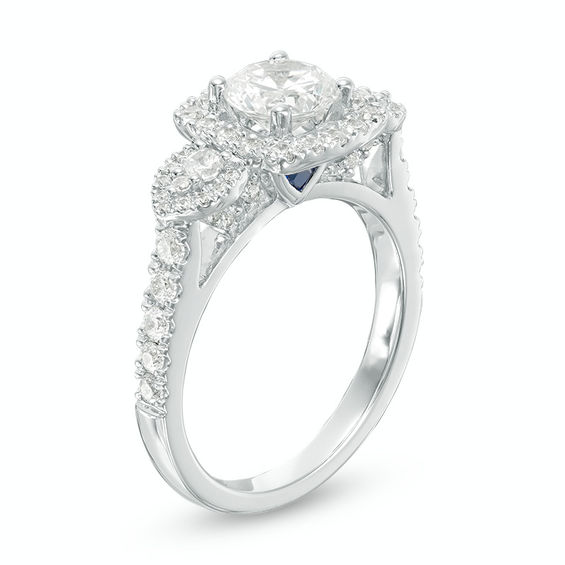 Vera Wang Love Collection 1-3/4 CT. T.w. Diamond Frame Three Stone Engagement Ring in 14K White Gold