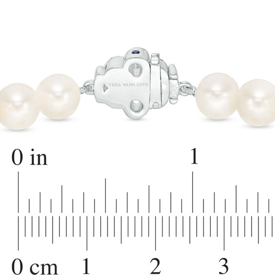 Vera Wang Love Collection 6.5-7.0mm Freshwater Cultured Pearl 1/15 CT. T.w. Diamond Strand Necklace in Sterling Silver