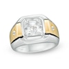 Thumbnail Image 1 of 9.0mm Asscher-Cut Lab-Created White Sapphire Ring in Sterling Silver and 10K Gold