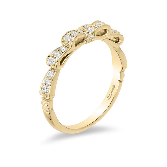 Enchanted Disney Snow White 1/4 CT. T.w. Diamond Bow Wedding Band in 14K Gold