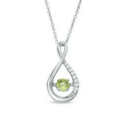 Unstoppable Love™ 4.5mm Peridot and Lab-Created White Sapphire Infinity Pendant in Sterling Silver