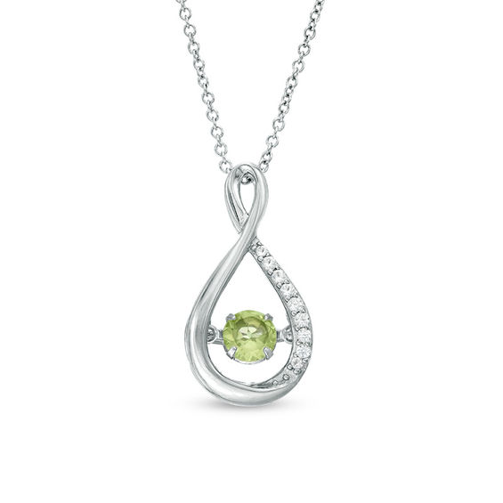 4.5mm Peridot and Lab-Created White Sapphire Infinity Pendant in Sterling Silver