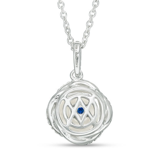 Vera Wang Love Collection 8.0-8.5mm Freshwater Cultured Pearl 1/8 Ct.t.w. Diamond Pendant in Sterling Silver - 19"