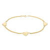 Triple Heart Station Bracelet in 10K Gold - 7.5