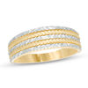 Thumbnail Image 0 of Alternating Diamond-Cut and Rope Five Row Ring in 14K Two-Tone Gold - Size 7