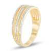 Thumbnail Image 1 of Alternating Diamond-Cut and Rope Five Row Ring in 14K Two-Tone Gold - Size 7