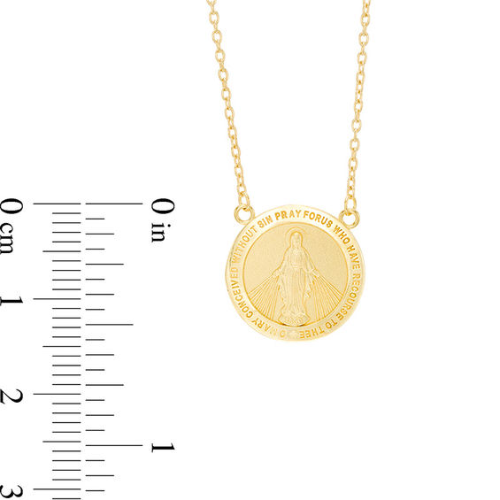 Virgin Mary Medallion Necklace in 10K Gold - 17"