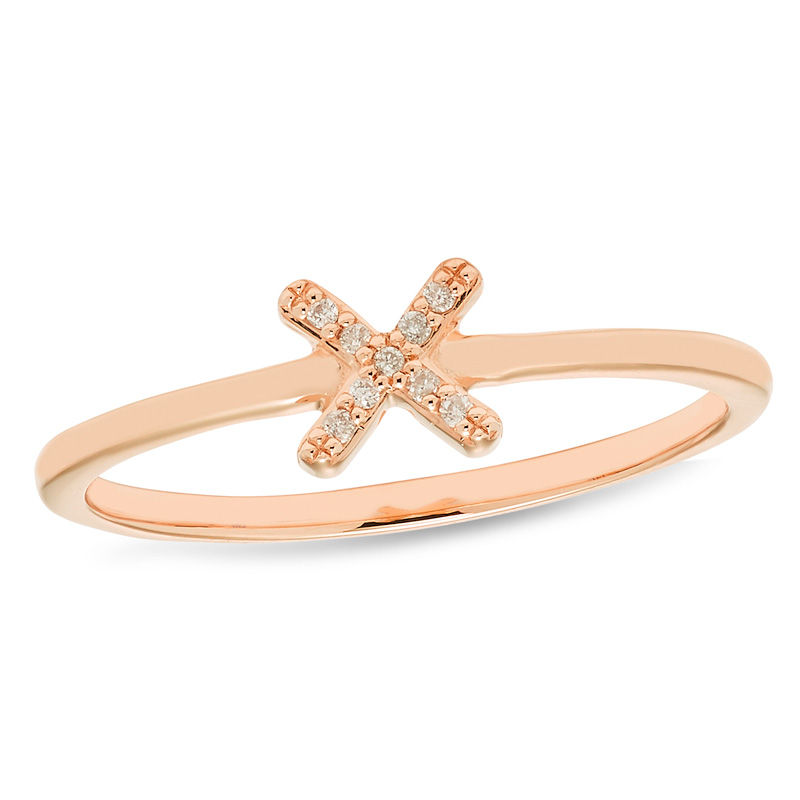 Main Image 1 of Diamond Accent "X" Ring in 10K Rose Gold